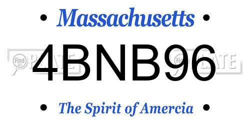 4BNB96 Massachusetts License Plate