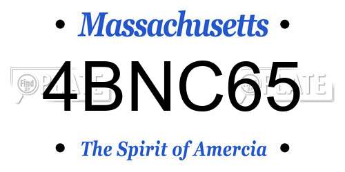 4BNC65 Massachusetts License Plate
