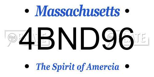 4BND96 Massachusetts License Plate