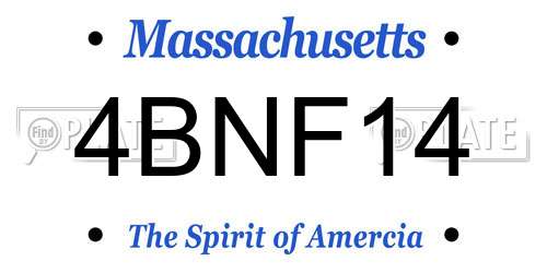 4BNF14 Massachusetts License Plate