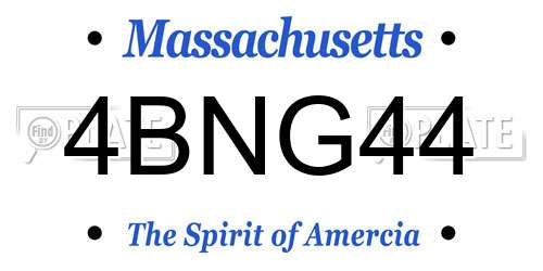 4BNG44 Massachusetts License Plate