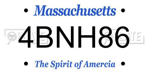 4BNH86 Massachusetts License Plate