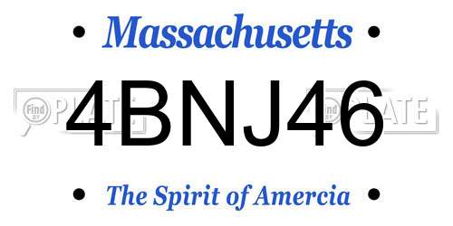 4BNJ46 Massachusetts License Plate