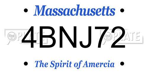 4BNJ72 Massachusetts License Plate