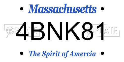 4BNK81 Massachusetts License Plate