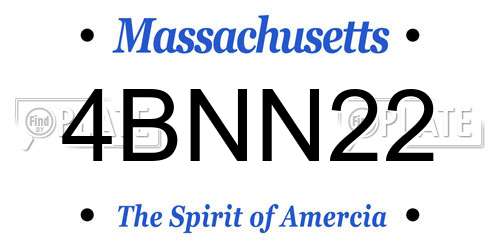 4BNN22 Massachusetts License Plate