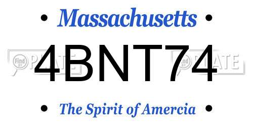 4BNT74 Massachusetts License Plate
