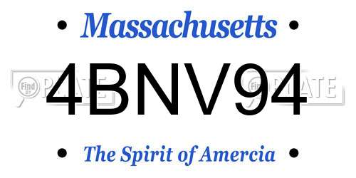 4BNV94 Massachusetts License Plate