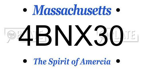 4BNX30 Massachusetts License Plate