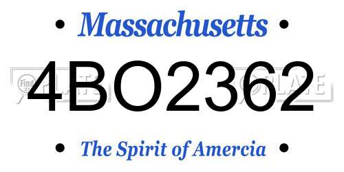 4BO2362 Massachusetts License Plate