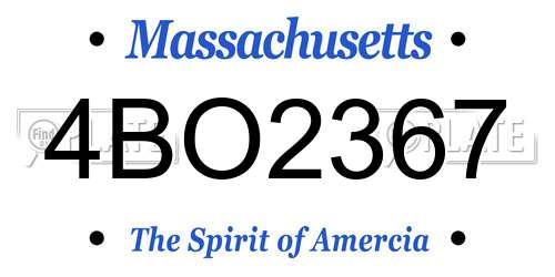 4BO2367 Massachusetts License Plate
