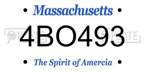 4BO493 Massachusetts License Plate