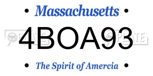 4BOA93 Massachusetts License Plate
