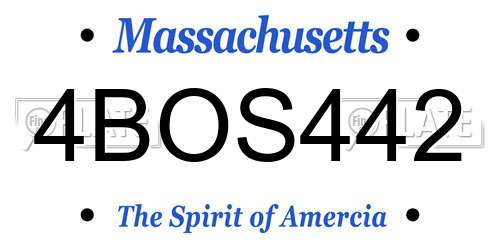 4BOS442 Massachusetts License Plate