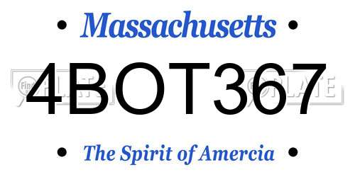 4BOT367 Massachusetts License Plate