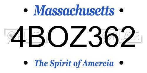 4BOZ362 Massachusetts License Plate