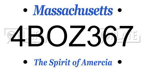 4BOZ367 Massachusetts License Plate