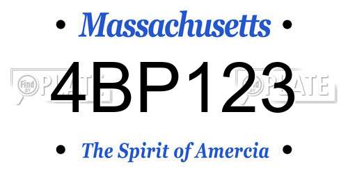 4BP123 Massachusetts License Plate