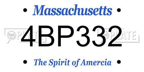 4BP332 Massachusetts License Plate