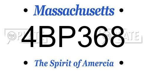 4BP368 Massachusetts License Plate
