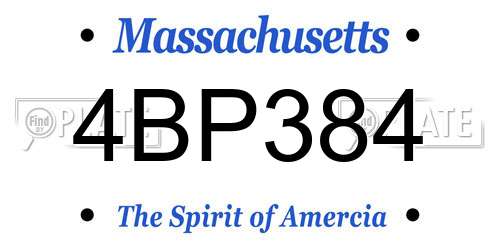 4BP384 Massachusetts License Plate