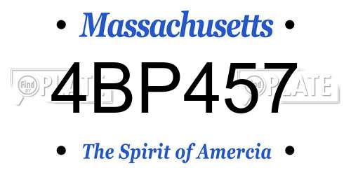 4BP457 Massachusetts License Plate