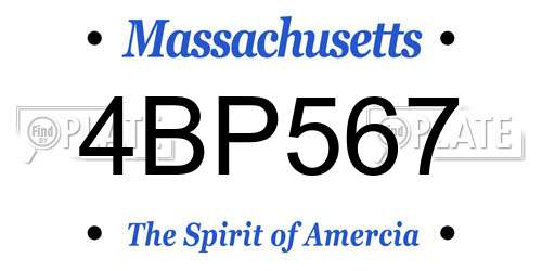 4BP567 Massachusetts License Plate