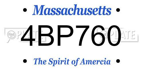 4BP760 Massachusetts License Plate