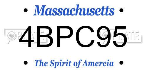 4BPC95 Massachusetts License Plate