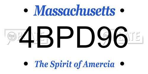 4BPD96 Massachusetts License Plate