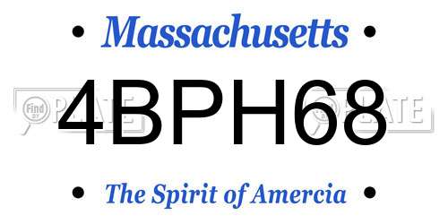 4BPH68 Massachusetts License Plate