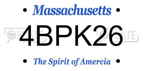 4BPK26 Massachusetts License Plate