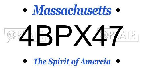 4BPX47 Massachusetts License Plate