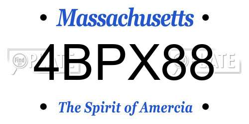 4BPX88 Massachusetts License Plate