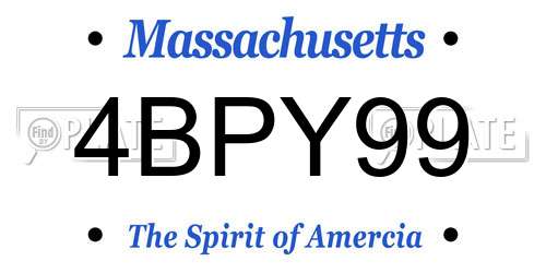 4BPY99 Massachusetts License Plate