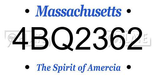 4BQ2362 Massachusetts License Plate