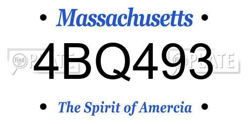 4BQ493 Massachusetts License Plate