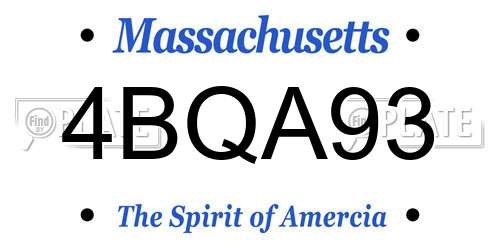 4BQA93 Massachusetts License Plate