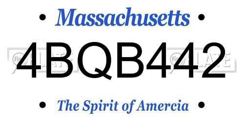 4BQB442 Massachusetts License Plate