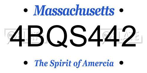 4BQS442 Massachusetts License Plate
