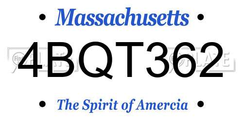 4BQT362 Massachusetts License Plate