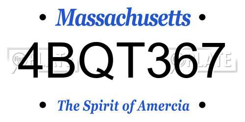 4BQT367 Massachusetts License Plate