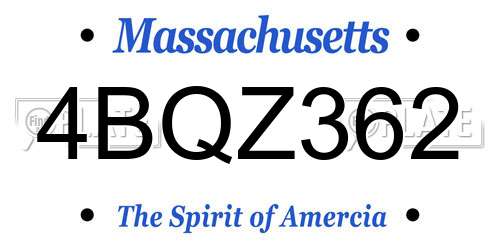 4BQZ362 Massachusetts License Plate