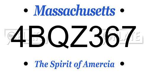 4BQZ367 Massachusetts License Plate