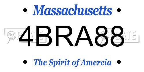 4BRA88 Massachusetts License Plate