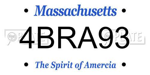 4BRA93 Massachusetts License Plate