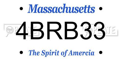 4BRB33 Massachusetts License Plate