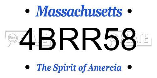 4BRR58 Massachusetts License Plate