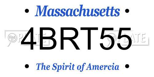 4BRT55 Massachusetts License Plate
