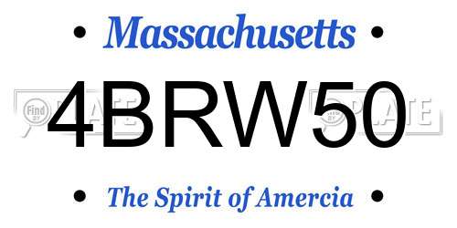 4BRW50 Massachusetts License Plate